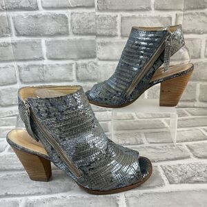 Paul Green Cayanne Women's 5.5 UK / 8 US Blue Leather Peep Toe Zip Booties